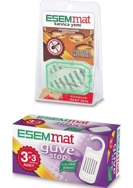 Karınca Yemi + Kokusuz 6 Ay Boyunca Etkili Güve Kovucu (3 Askı + 3 Çekmece )