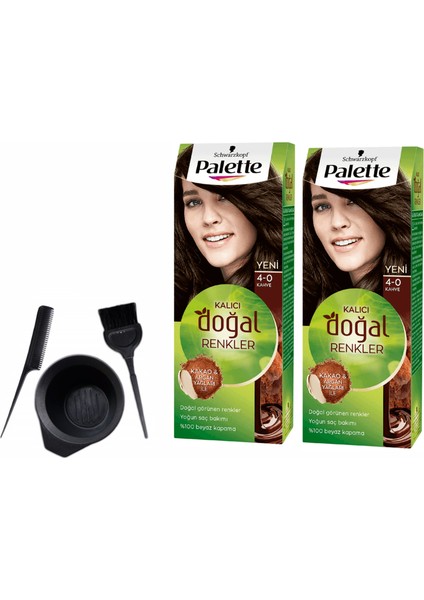 Palette Natural Saç Boyası 4.0 Kahve 50 ml x 2 Adet+Boyama Seti