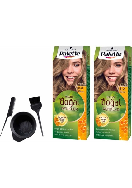 Palette Natural Saç Boyası 8.0 Bal Köpüğü 50 ml x 2 Adet +Boyama Seti