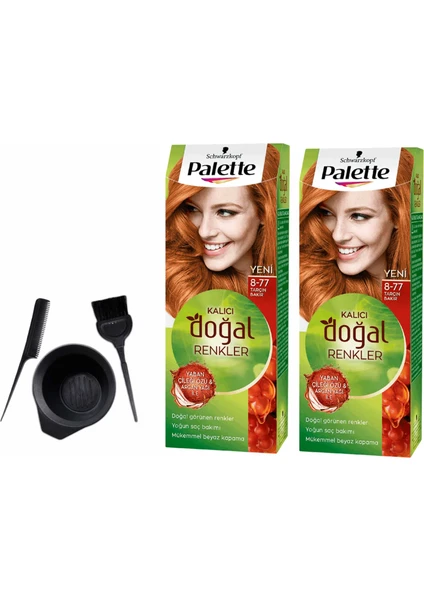 Palette Natural Saç Boyası 8.77 Tarçın Bakır 50 ml x 2 Adet +Boyama Seti