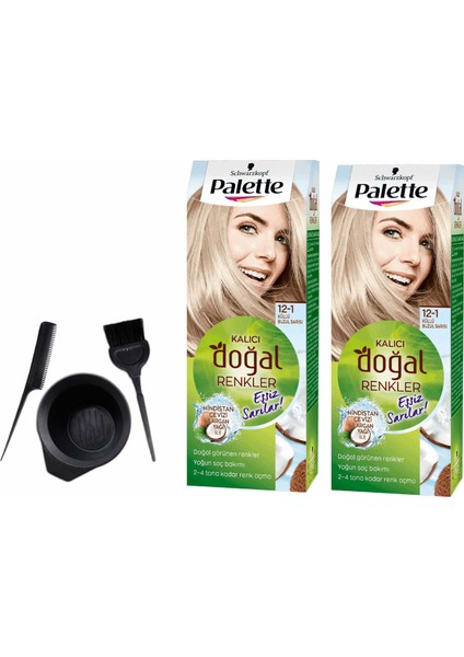 Palette Natural Saç Boyası 12.1 Küllü Buzul Sarısı 50 ml x 2 Adet + Boyama Seti