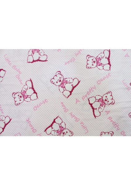 Puantiyeli Pembe Ayıcık Desenli Pazen Kumaş