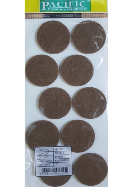 45 mm 10'lu Yapışkanlı Mobilya Keçesi
