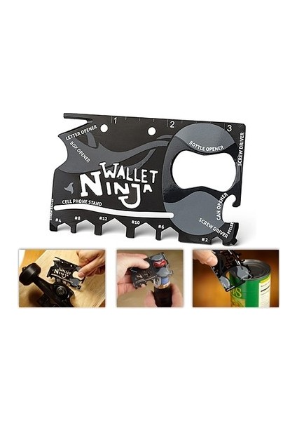 Kredi Kartı Şeklinde Bıçak ve Ninja Wallet 18 In 1 Credit Card Multi Tool Kit