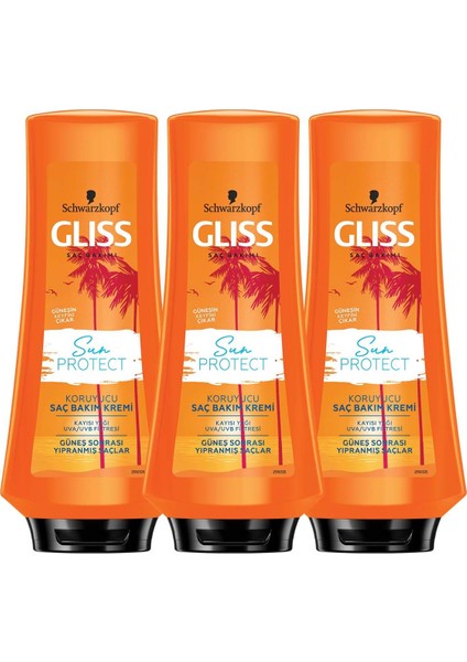 Schwarzkopf Glıss Sun Protect Saç Kremi 360 ml x 3 Adet