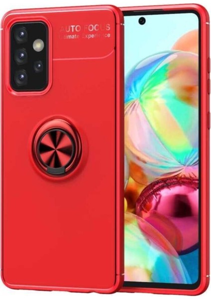 Caseworld Samsung Galaxy A52 Kılıf Renkli Yüzüklü Manyetik Silikon Kapak Kırmızı - Kırmızı