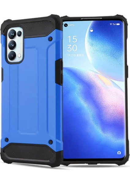 Caseworld Oppo Reno 5 5g Kapak Çift Katmanlı Zırh Tank Kılıf - Mavi