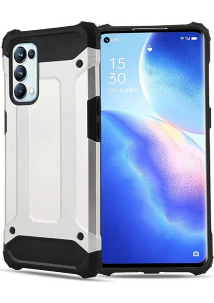 Caseworld Oppo Reno 5 Pro 5g Kapak Çift Katmanlı Zırh Tank Kılıf - Gri