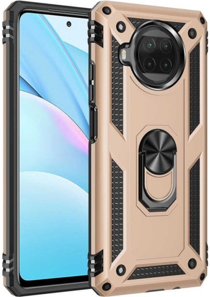 Xiaomi Mi 10T Lite 5g Kapak Military Yüzüklü Stantlı Panzer Tank Kılıf - Gold