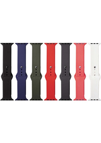 Apple Watch Uyumlu 40MM Hasır Örgü Silikon Kordon - Koyu Yeşil fiyatları