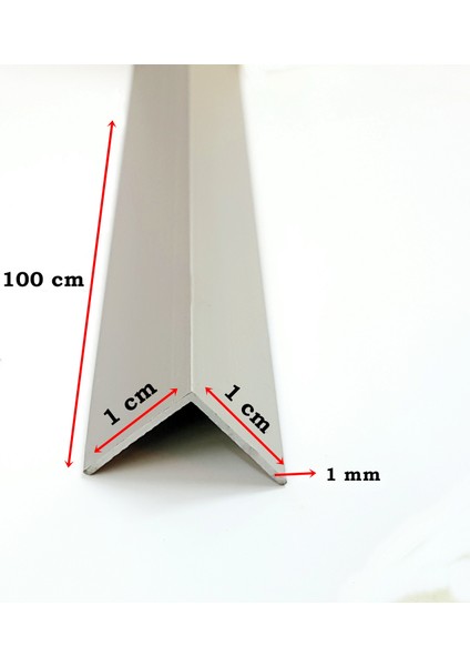 Alüminyum Köşe Profili Alüminyum Köşebent L Profil Gri 1 cm x 1 cm x 100 cm