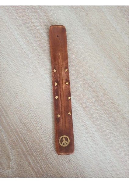 Hint Işi Ahşap Üzeri Pirinç Kakmalı Barış Işaretli ve Yıldızlı Tütsülük / Modern Ahşap Tütsülük modelleri