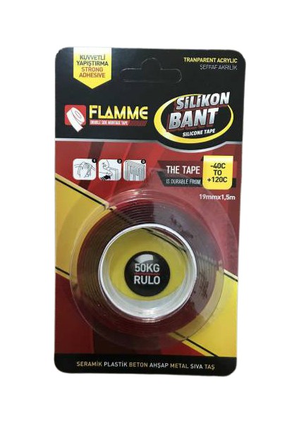Silikonlu Çift Taraflı Bant 19MM 2 M