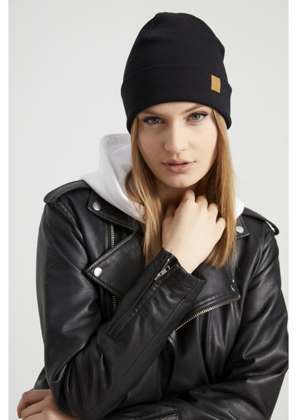 Kadın Genç Kız Siyah Şapka Bere - Spor, Rahat, %100 Pamuklu, El Yapımı, Yerli Üretim Farkı ile