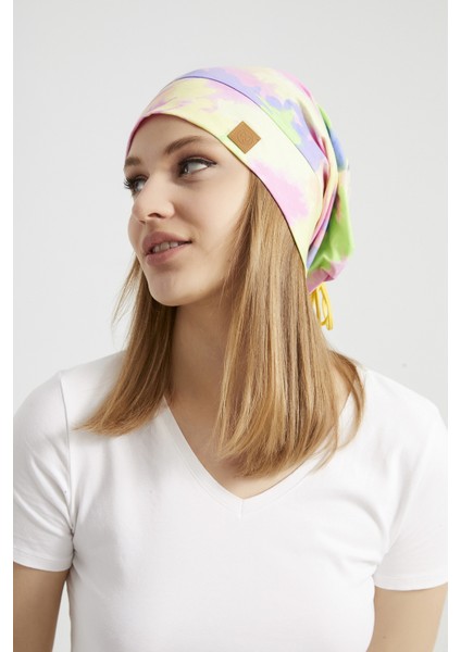 Kadın Batik,gökkuşağı Çokrenkli Ip Detaylı 4 Mevsim Şapka Bere -Ultra Yumuşak Doğal Penye Kumaş fiyatları