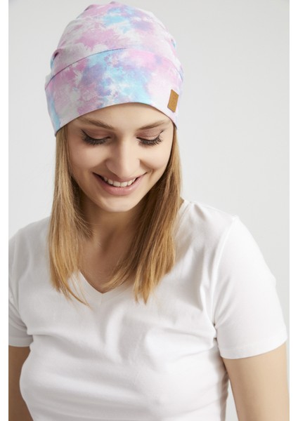 Kadın Batik, Aqua Çok Renkli Ip Detaylı 4 Mevsim Şapka Bere -Ultra Yumuşak Doğal Penye Kumaş fırsatları