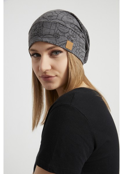 Kadın Füme Ip Detaylı Özel Tasarım 4 Mevsim Şapka Bere -Ultra Yumuşak Doğal Penye Kumaş