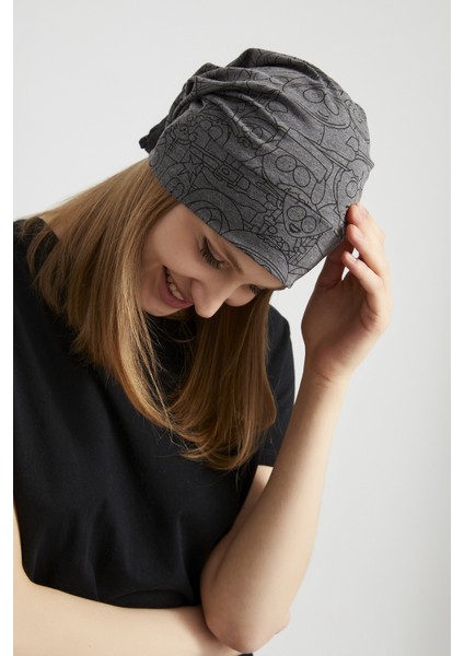 Kadın Füme Ip Detaylı Özel Tasarım 4 Mevsim Şapka Bere -Ultra Yumuşak Doğal Penye Kumaş fırsatları