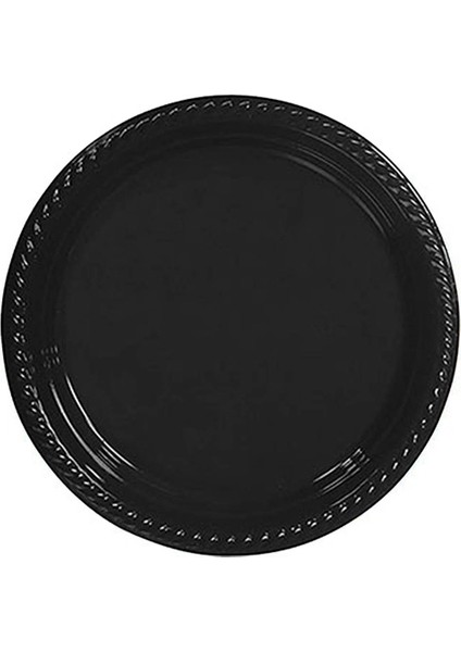 Siyah Plastik 16 Kişilik Tabak Bardak Çatal Set
