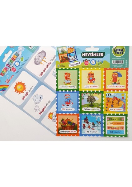 Sticker Mevsimler Hava Durumu 15 Adet Etiket