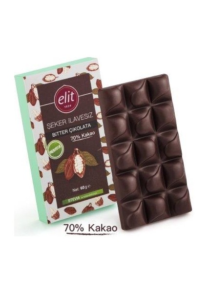 Şeker Ilavesiz ve Prebiyotik Bitter Çikolata 60 gr