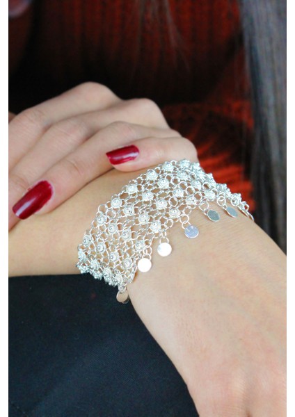 Dört Sıra Kişniş Midyat Gümüş Bileklik