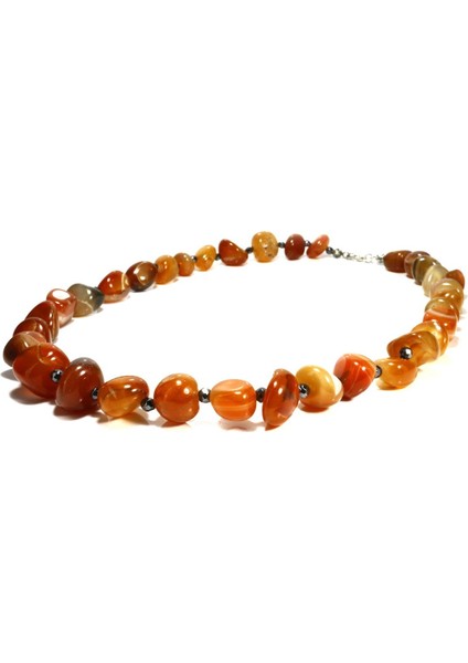 Akik Taşı Işlenmemiş Doğal Taş Kolye - Hematit Taşlı fiyatları