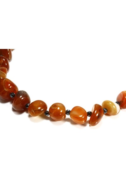 Akik Taşı Işlenmemiş Doğal Taş Kolye - Hematit Taşlı modelleri