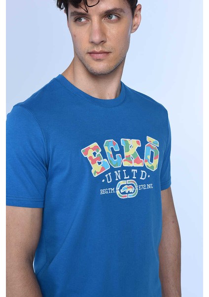 Ecko Unltd Pınk Mavi Erkek Bisiklet Yaka Tshirt