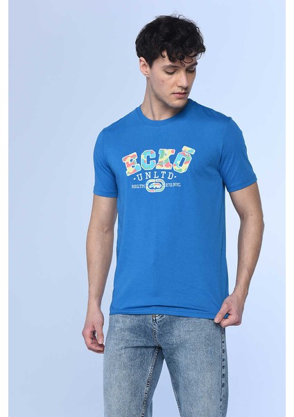 Ecko Unltd Pınk Mavi Erkek Bisiklet Yaka Tshirt