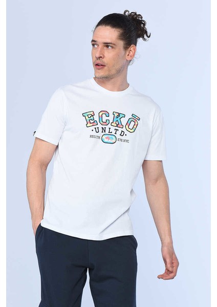 Ecko Unltd Pınk Beyaz Erkek Bisiklet Yaka Tshirt