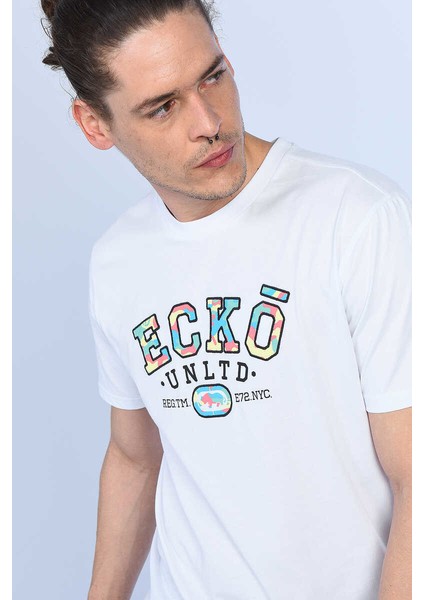 Ecko Unltd Pınk Beyaz Erkek Bisiklet Yaka Tshirt