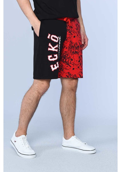 Ecko Unltd Soul Siyah Erkek Graffiti Baskılı, Parçalı Şort modelleri