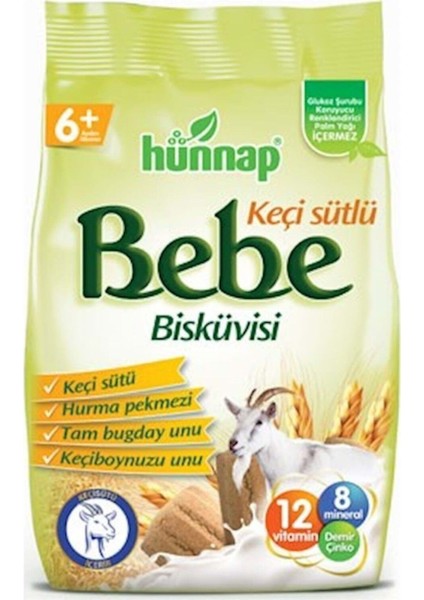 Hunnap Bebe Bisküvisi Keçi Sütlü 400 gr x 6 Adet modelleri