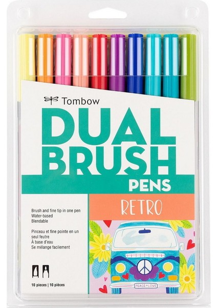 Ab-T Dual Brush Pen 10 Renk Grafik Kalem Seti Retro Retro Renkler