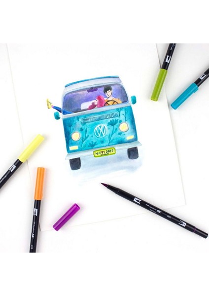 Ab-T Dual Brush Pen 10 Renk Grafik Kalem Seti Retro Retro Renkler fırsatları