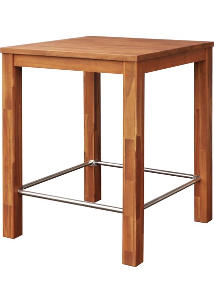 Interbuild Chicago Bar Masamasif Akasya AHŞAP(75X75X95)CM Iç Mekan/ Dış Mekan Bar Masası, Balkon,bahçe,teras,veranda Masası Renk; Altın Teak