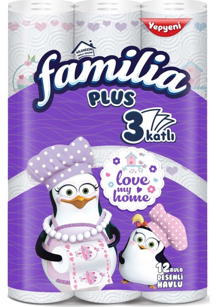 Kağıt Havlu Plus Desenli 48 Li Pk (3 Katlı) (4pk*12) Love My Home