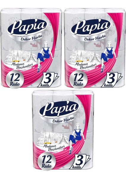 Kağıt Havlu Decor (Modanon Başkentleri Desenli) 36 Lı Set (3pk*12)