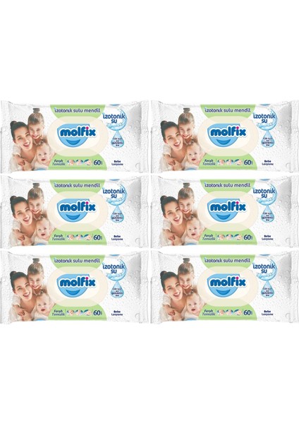 Islak Havlu Mendil Izotonik Ferah Temizlik 6 Lı Set 60 Yaprak Plastik Kapaklı