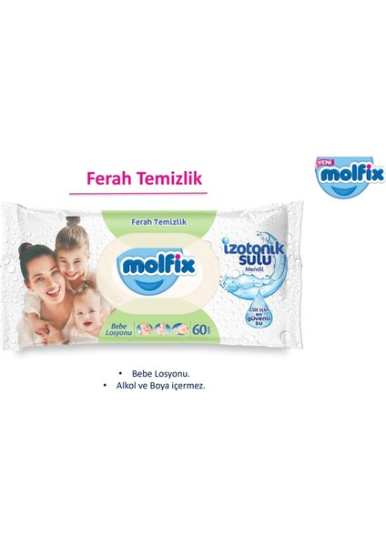 Islak Havlu Mendil Izotonik Ferah Temizlik 6 Lı Set 60 Yaprak Plastik Kapaklı