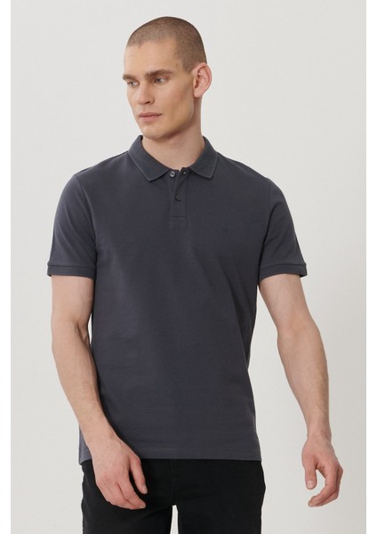 WRANGLER Erkek Antrasit Regular Fit Polo Yaka T-Shirt