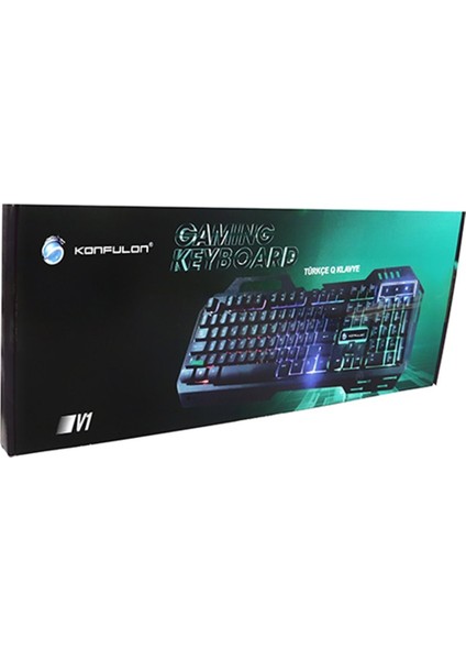 V1 RGB Işıklı Metal Yüzey Türkçe Q Kablolu Gaming Klavye