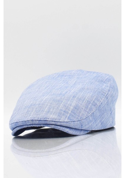 Erkek Düz Pamuklu Mavi Flat Cap Kasket