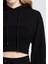 Siyah Crop Sweatshirt | 160483-1 4