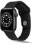 Apple Watch Uyumlu 44MM Hasır Örgü Silikon Kordon - Siyah 1