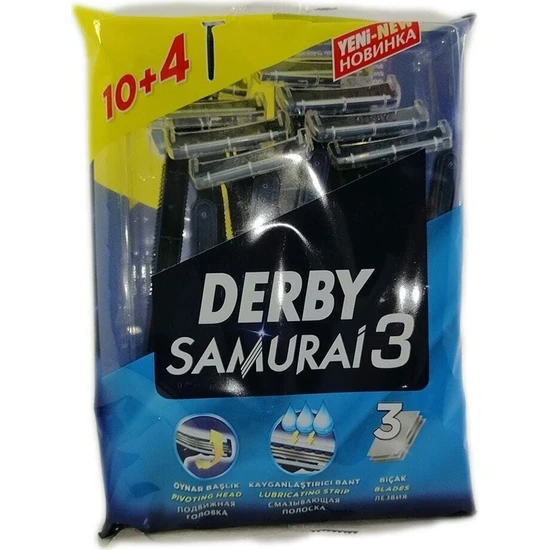 Derby Samurai 3 Tıraş Bıçağı 3 Bıçaklı 10+4 Paket