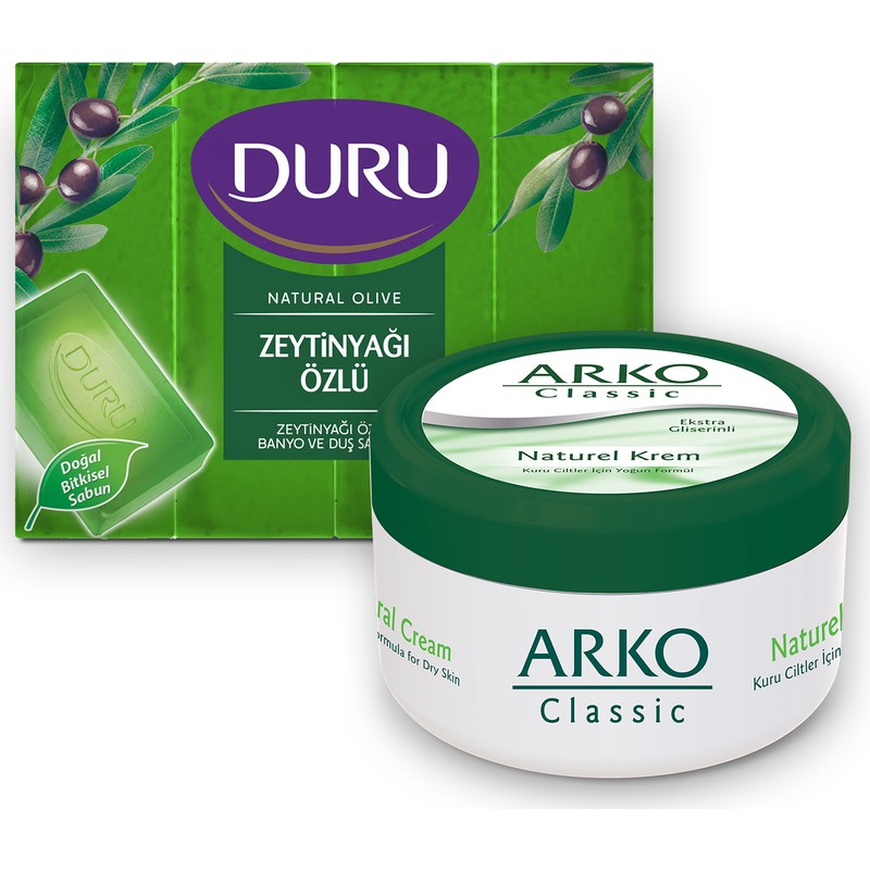 Duru Zeytinyağlı Sabun 4X150GR ve Arko Classic Naturel Krem 300ML