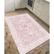 Efes Pembe Kaymaztabanlı Yıkanabilir Halı Kilim Yolluk Dijital Baskı