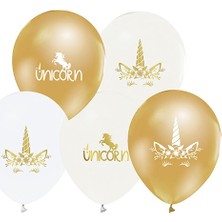 Parti Furyası Unicorn Metalik Boynuzlu 10 Adet Balon
